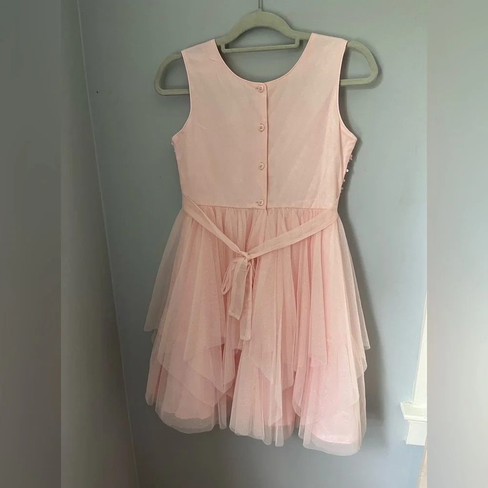 Jona Michelle, baby Pink‎ Sparkle Dress with Bow, sleeveless floral design